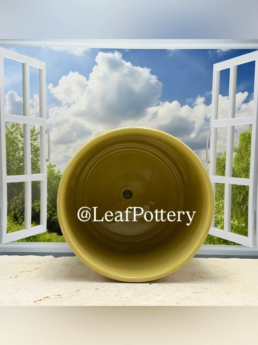 Mustard Yellow Floral Ceramic Planter with Drainage Hole, 6 Inch planter